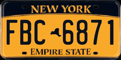 NY license plate FBC6871
