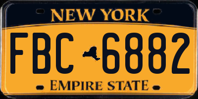 NY license plate FBC6882