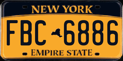 NY license plate FBC6886