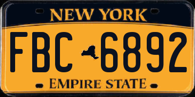 NY license plate FBC6892