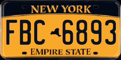 NY license plate FBC6893