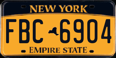 NY license plate FBC6904