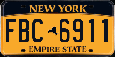 NY license plate FBC6911