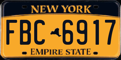 NY license plate FBC6917