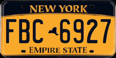 NY license plate FBC6927