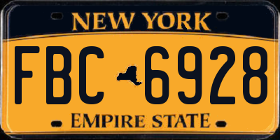 NY license plate FBC6928