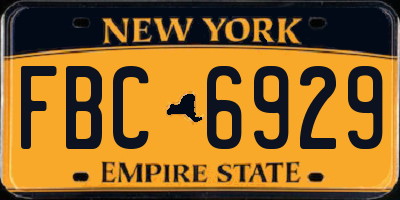 NY license plate FBC6929