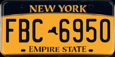 NY license plate FBC6950