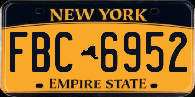 NY license plate FBC6952