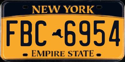 NY license plate FBC6954