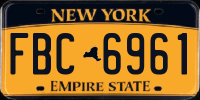 NY license plate FBC6961