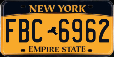 NY license plate FBC6962