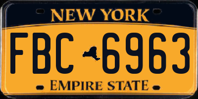 NY license plate FBC6963