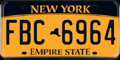 NY license plate FBC6964