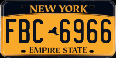 NY license plate FBC6966