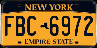 NY license plate FBC6972