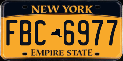 NY license plate FBC6977