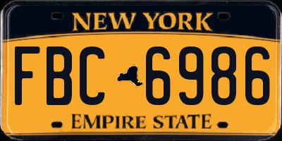 NY license plate FBC6986
