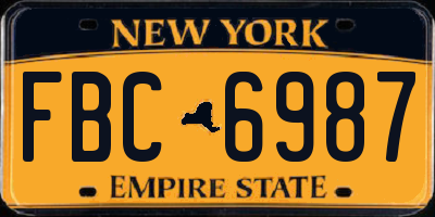NY license plate FBC6987
