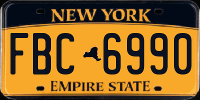 NY license plate FBC6990