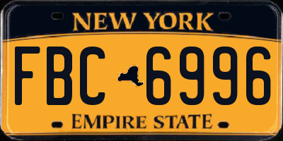 NY license plate FBC6996