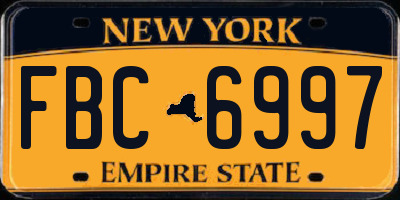 NY license plate FBC6997