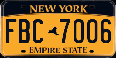 NY license plate FBC7006