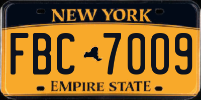NY license plate FBC7009