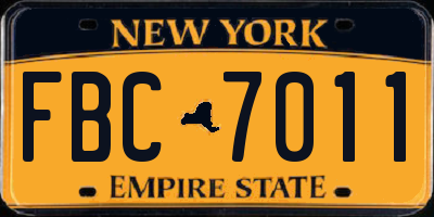 NY license plate FBC7011