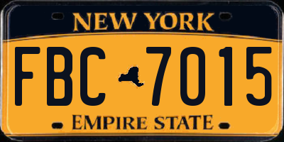 NY license plate FBC7015
