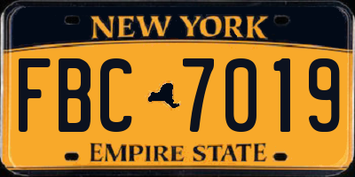 NY license plate FBC7019