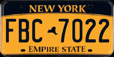 NY license plate FBC7022