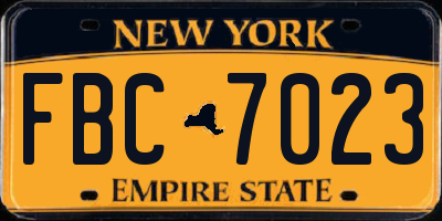 NY license plate FBC7023