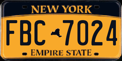 NY license plate FBC7024