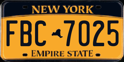 NY license plate FBC7025