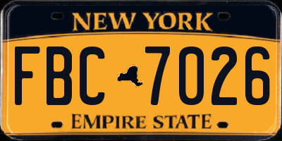 NY license plate FBC7026