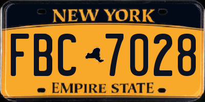 NY license plate FBC7028