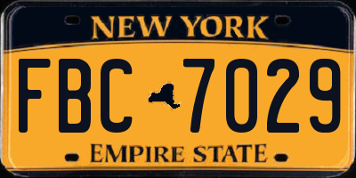 NY license plate FBC7029