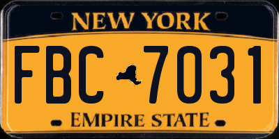 NY license plate FBC7031