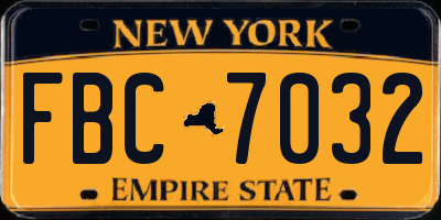 NY license plate FBC7032