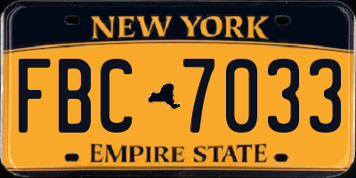 NY license plate FBC7033