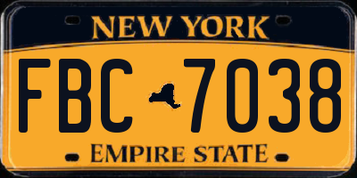 NY license plate FBC7038