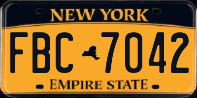 NY license plate FBC7042