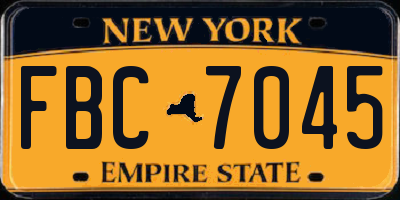 NY license plate FBC7045