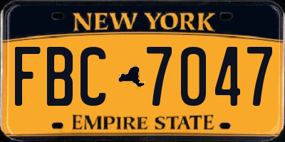 NY license plate FBC7047
