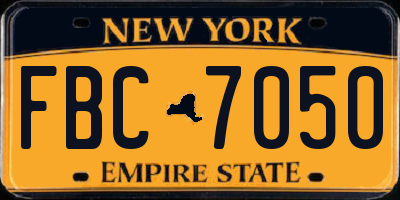 NY license plate FBC7050