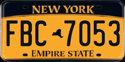 NY license plate FBC7053