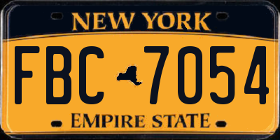 NY license plate FBC7054