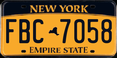 NY license plate FBC7058