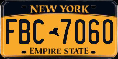 NY license plate FBC7060